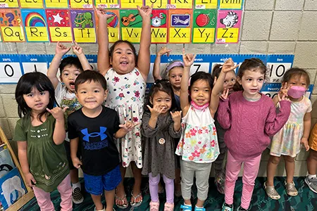 classroom of preschool students