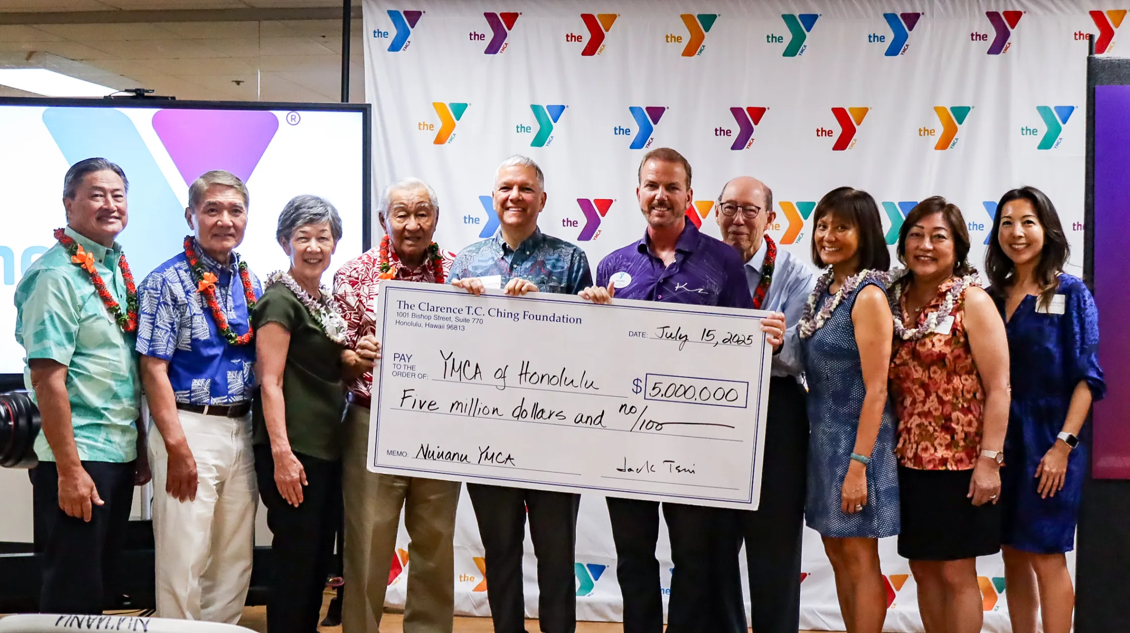 donation check to nu'uanu ymca
